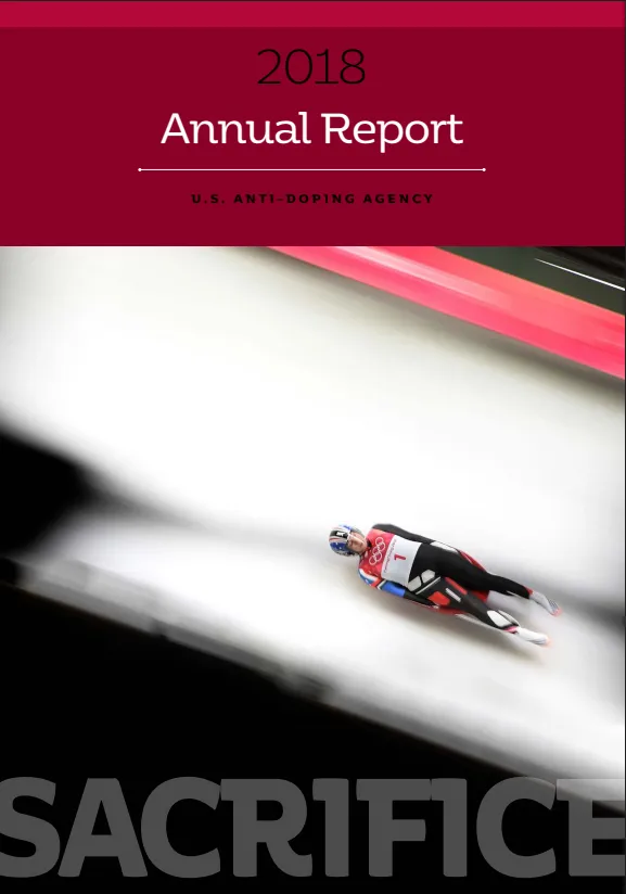 USADA's 2018 Annual Report cover image of a luger.