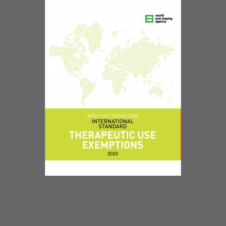 Cover image of the 2023 WADA International Standard for TUEs.