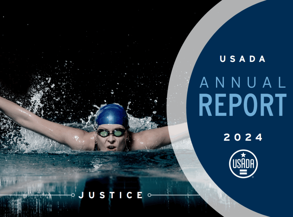 2024 USADA Annual Report cover image of swimming athlete.
