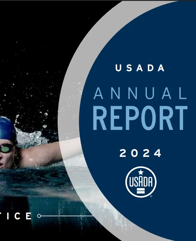 2024 USADA Annual Report cover image of swimming athlete.