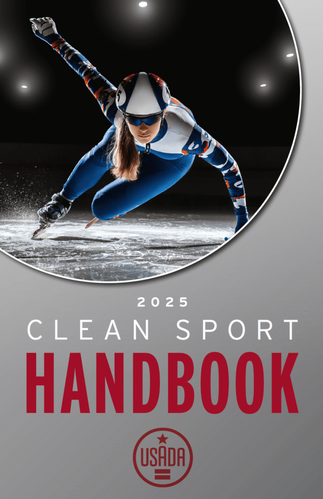 USADA's 2025 Clean Sport Handbook cover image of a speedskater.