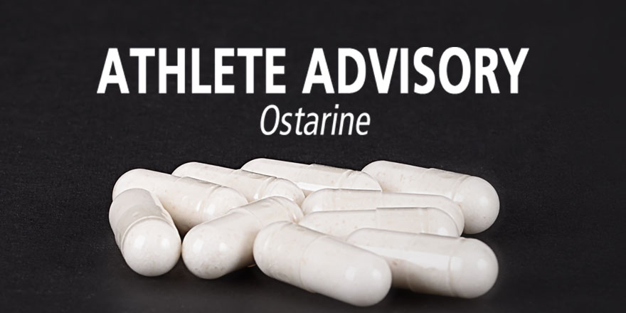 black background with white font displaying Athlete Advisory Ostarine