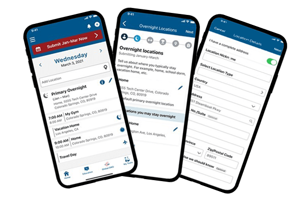 Screenshots of the Athlete Express App.