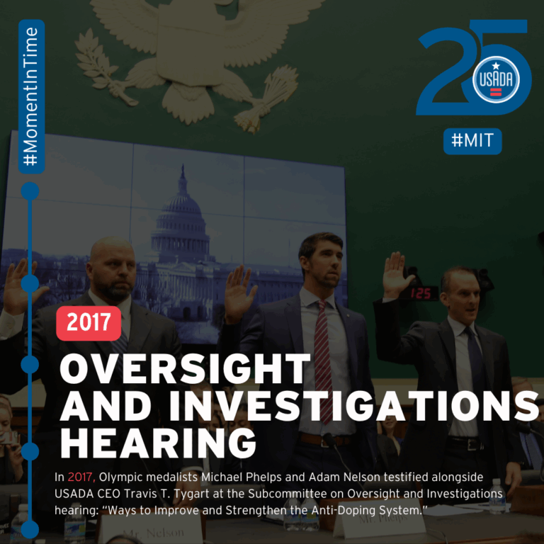USADA Moment in Time: 2017, Oversight and Investigations Hearing.