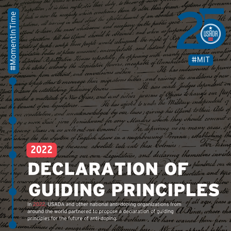 USADA Moment in Time: 2022, Declaration of Guiding Principles.