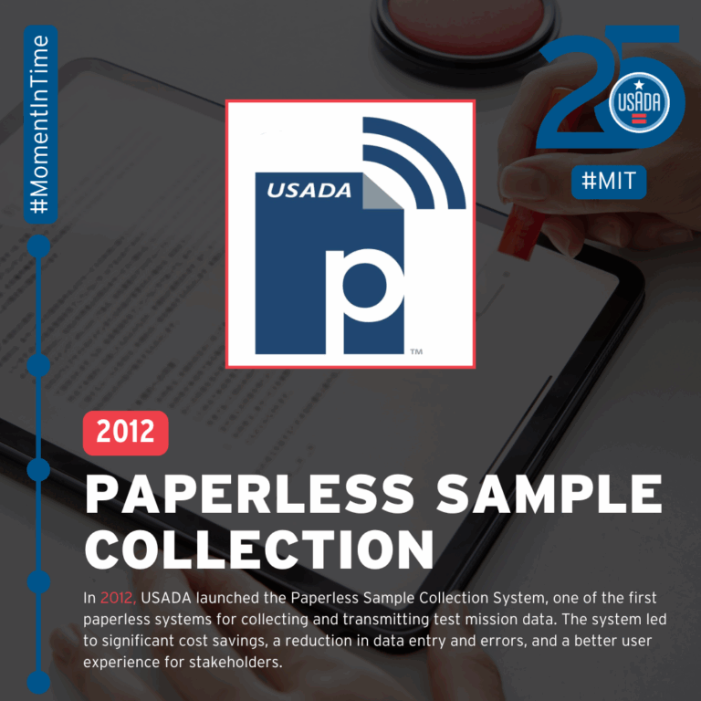 USADA Moment in Time: 2012 Paperless Sample Collection.
