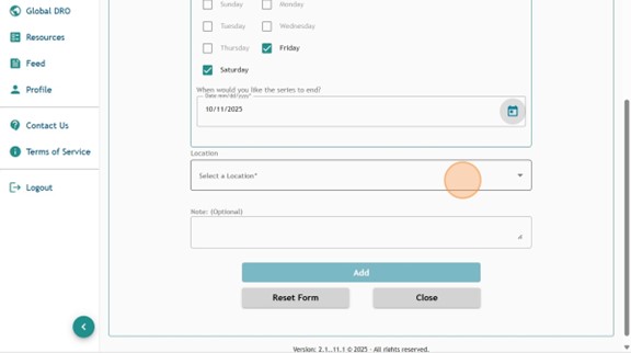 Athlete Connect overnight entry with the Location field selected.