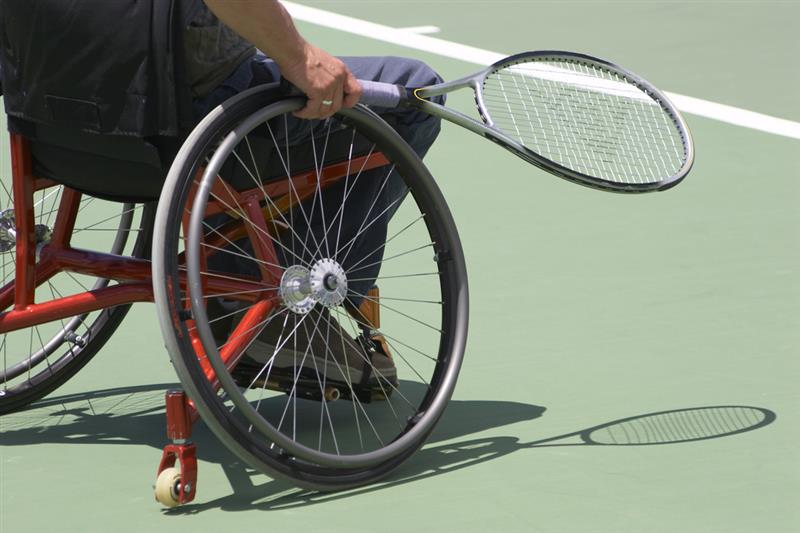 Wheelchair tennis close up.