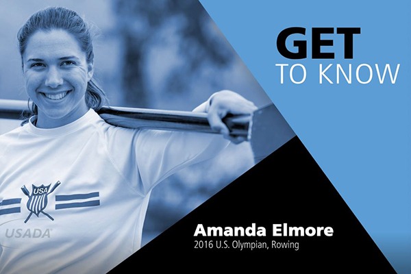 Get to Know Amanda Elmore, image of amanda holding rowing oar