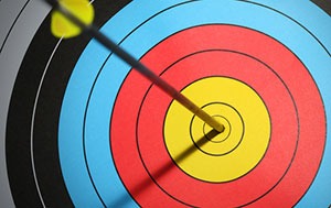 arrow in the middle of an archery target