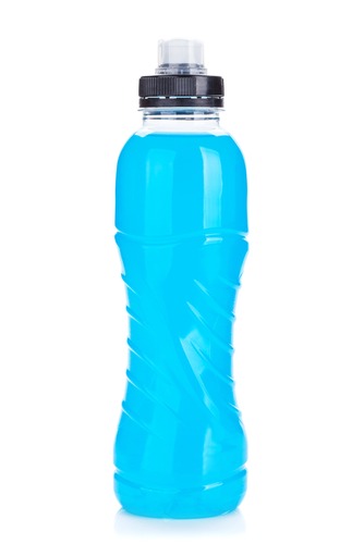 blue sports drink on white background