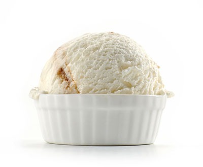 one scoop of vanilla ice cream in a small bowl