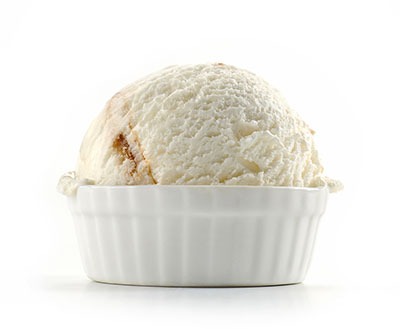 one scoop of vanilla ice cream in a small bowl