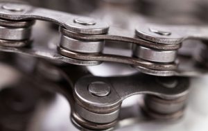 close up of bicycle chain
