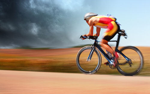 solo cycling athlete during a time trial