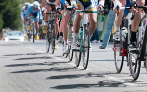 group of cyclists in a race