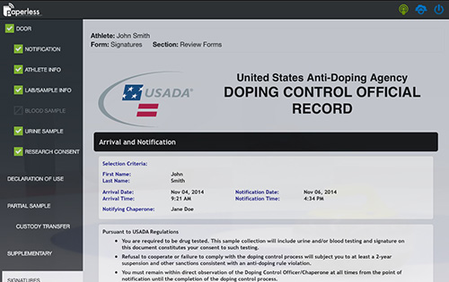 doping control official record document