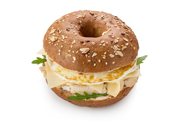 Egg white bagel sandwich.