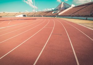 An empty track and stadium.