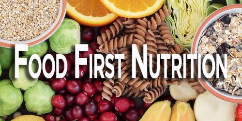 Food first nutrition with health food background