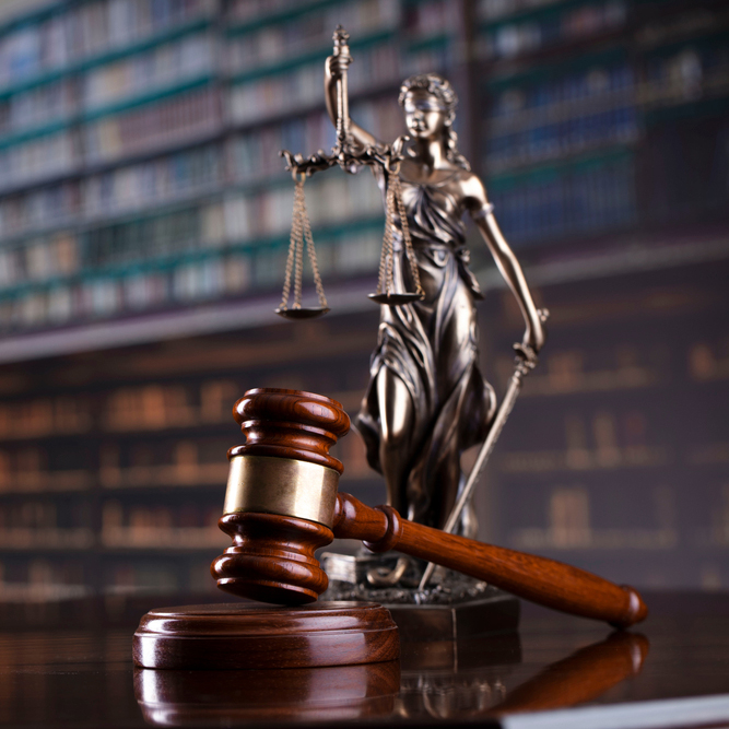 Gavel and scales of justice.