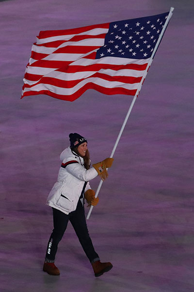 Erin Hamlin as Flag Bearer at the 2018 Winter Olympic Games