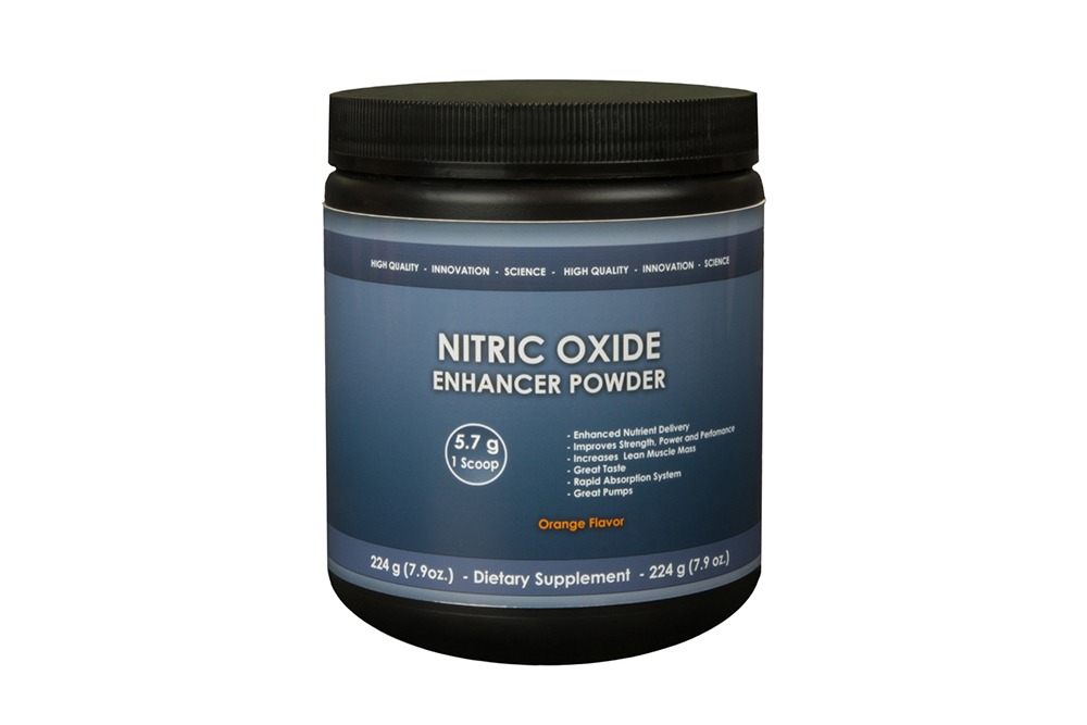 Nitric oxide powder supplement container.