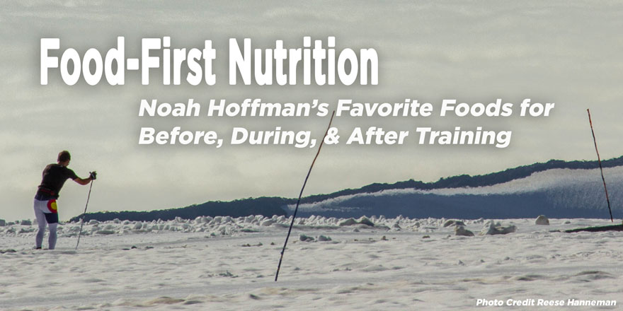 Noah Hoffman skiing in an open mountain area