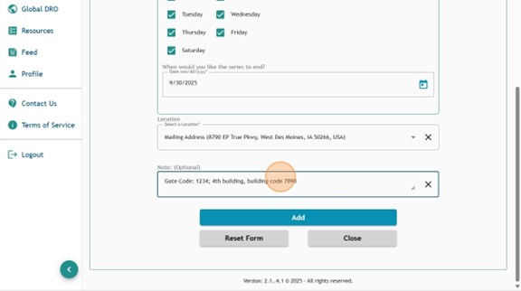 Athlete Connect overnight entry with highlight on and text in the "Notes" field.
