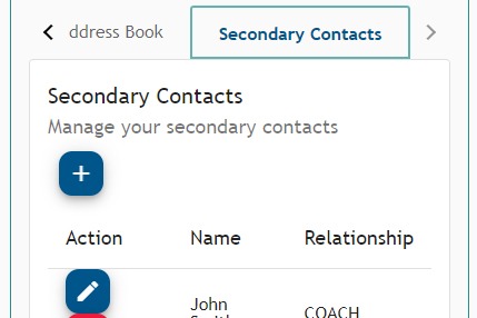 Adding a secondary contact on Athlete Connect.