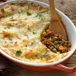 Shepherd's pie in a large pan.