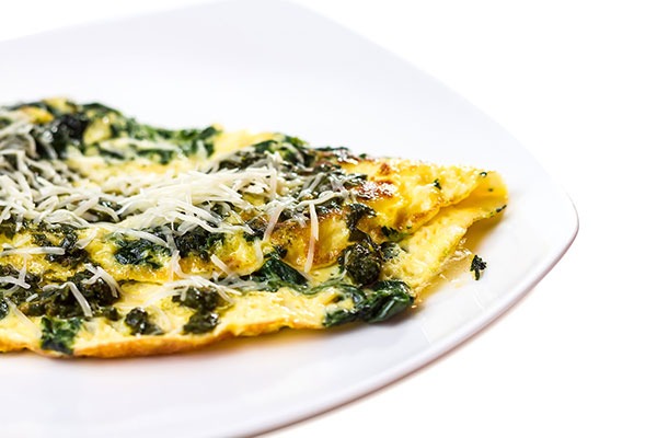 Spinach and cheese omelette.