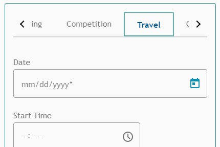 Travel entry tab on Athlete Connect.
