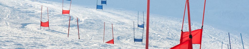 ski gate flags on mountain