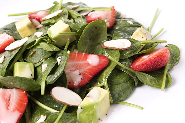 strawberry and apple spinach salad