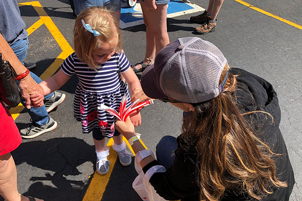 Averi Walker volunteering with children