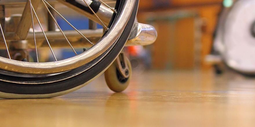 close up of wheelchair wheel