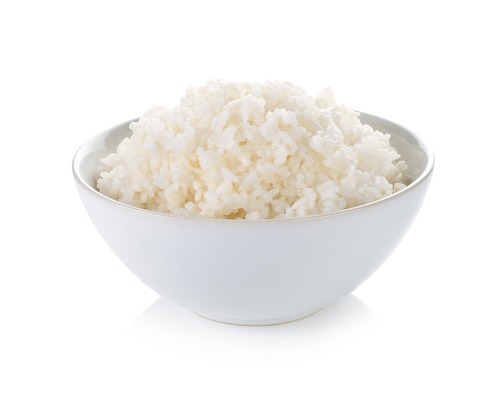 White rice in a bowl.